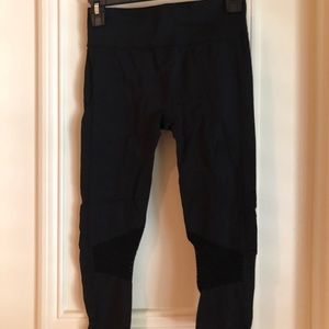 Fabletics Black Cropped Mesh Leggings